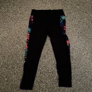 PINK Victoria's Secret Athletic tropical striped black Leggings